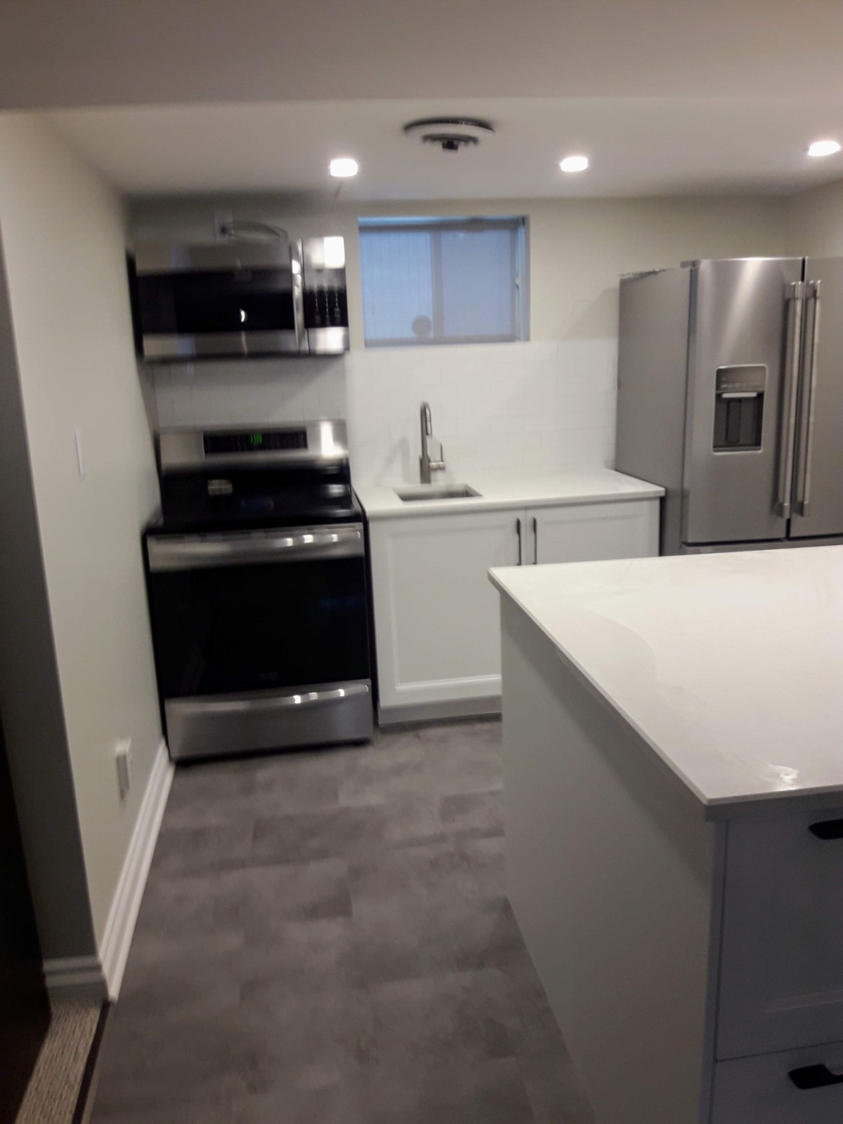 Finished basement detail shot — finishing work and completed space